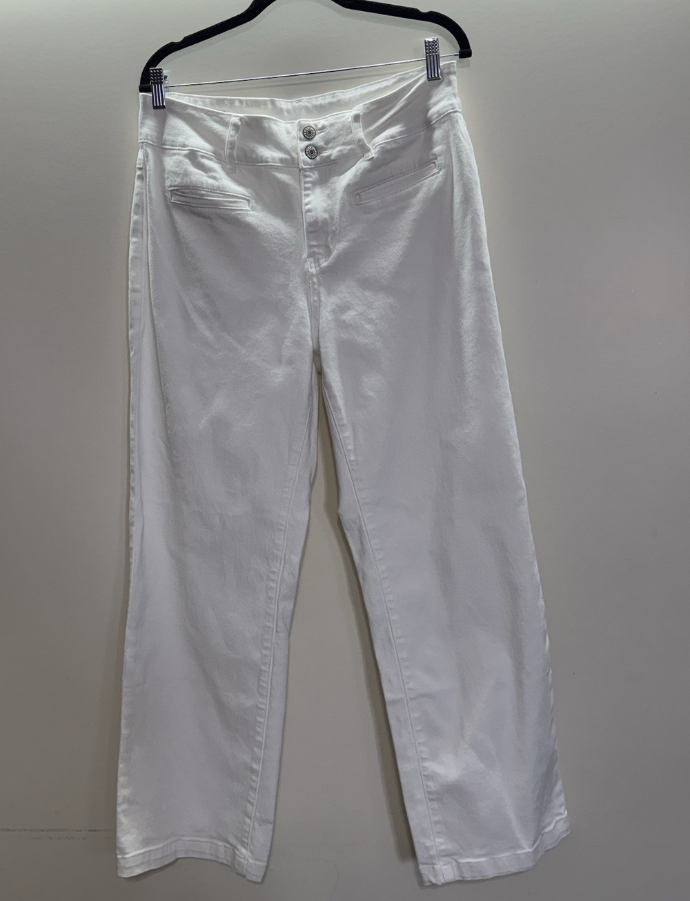 Sidefeel Jeans Women's Size 14 White Denim High Waisted Straight Leg